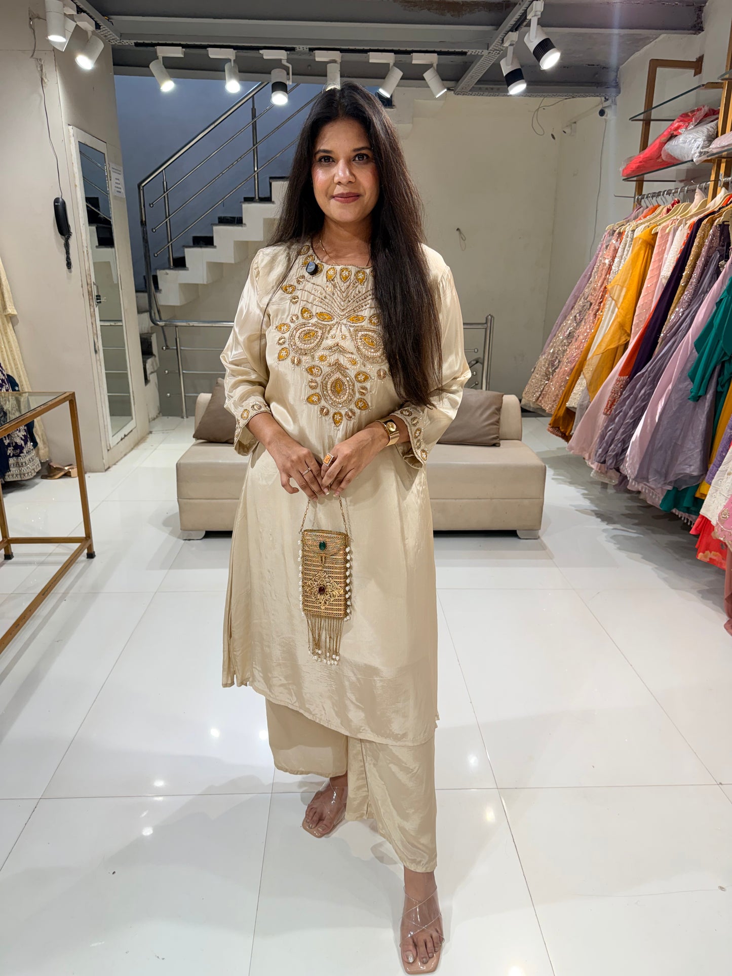 Crepe embroided co-ord set