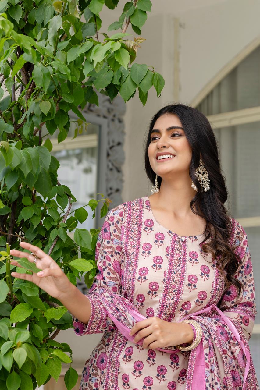 Menka printed cotton straight suit