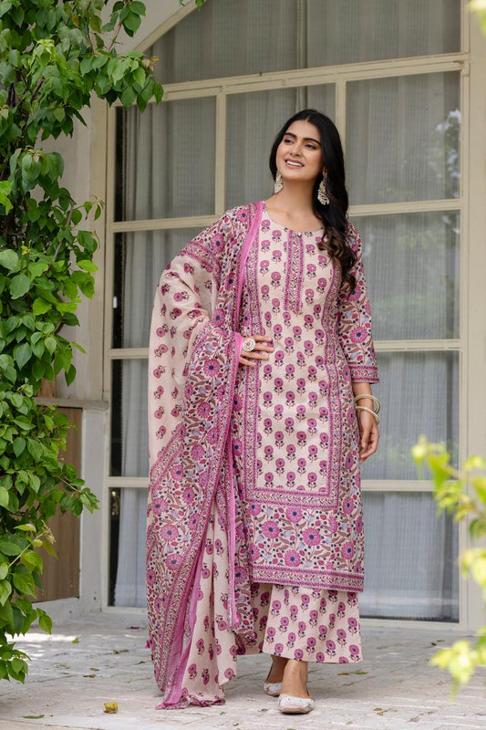 Menka printed cotton straight suit