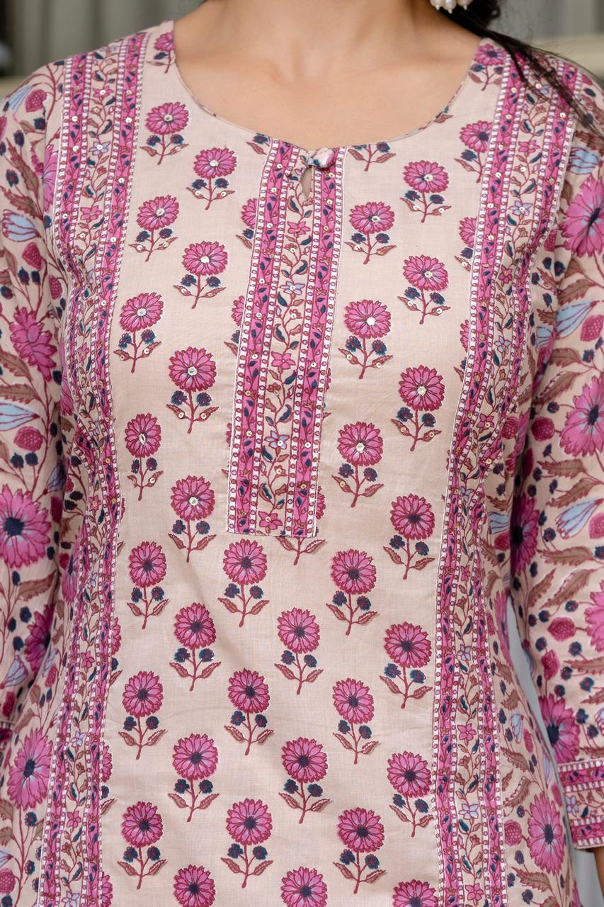 Menka printed cotton straight suit