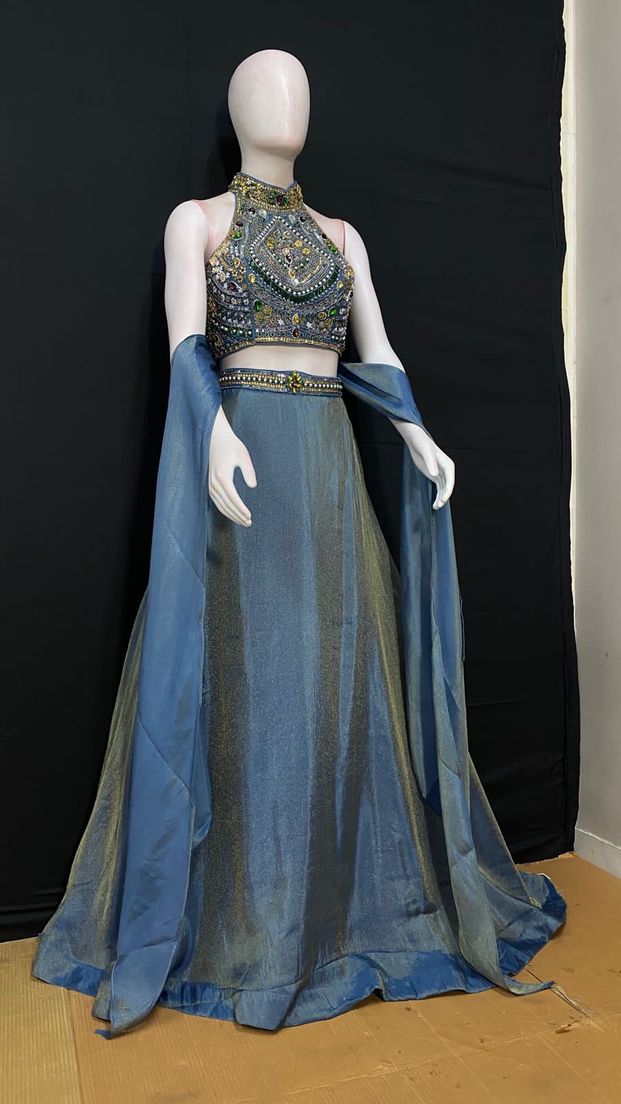 Jewellery work halter neck lehenga set