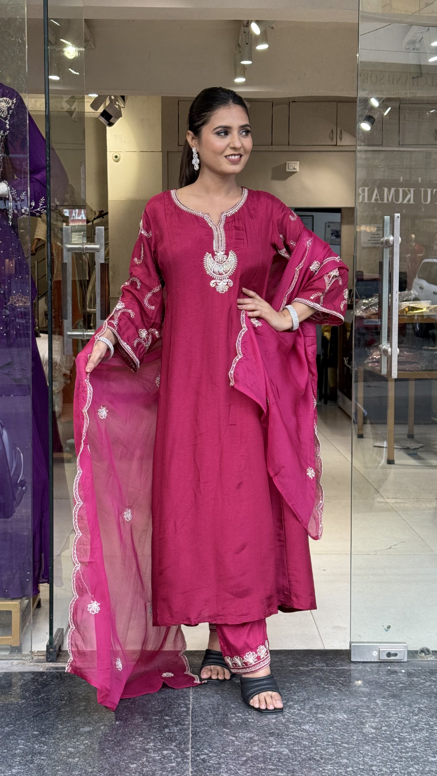 Royal pink a line 3pc suit