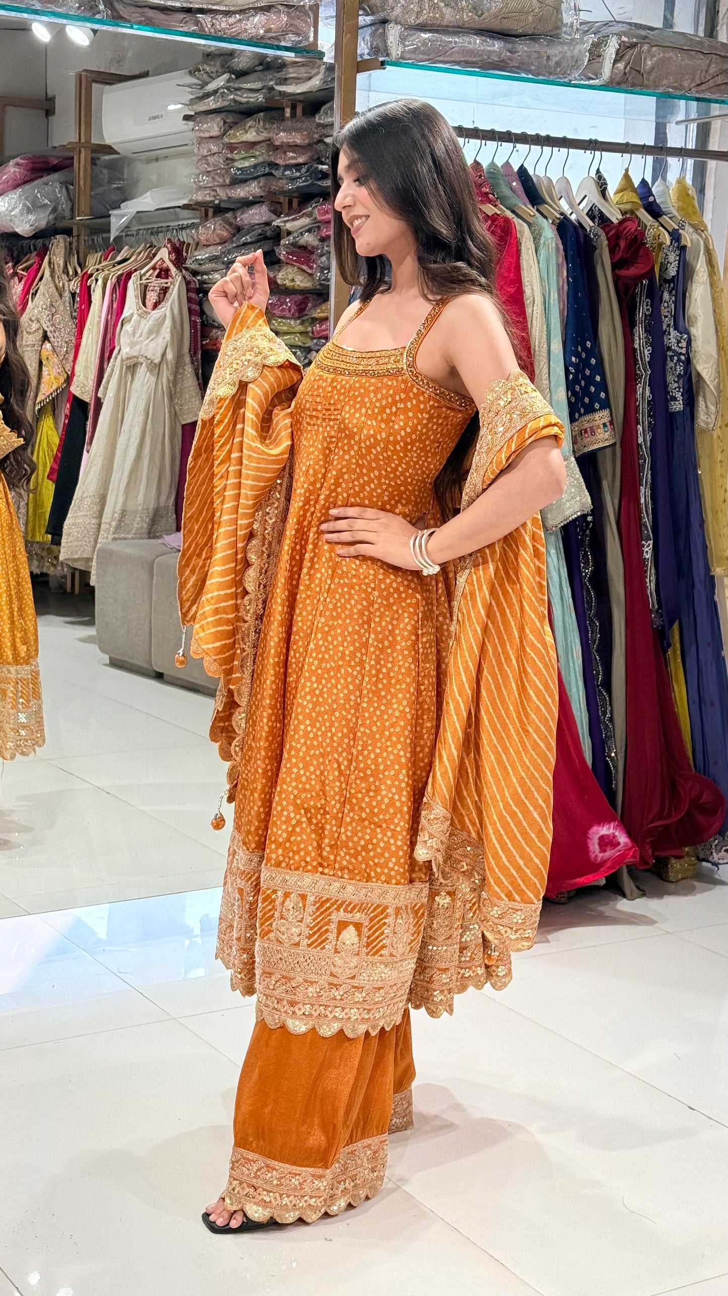 Step anarkali with plazo