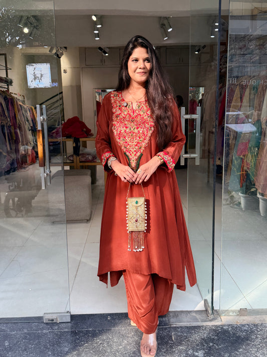 Long kurta crepe co-ord set