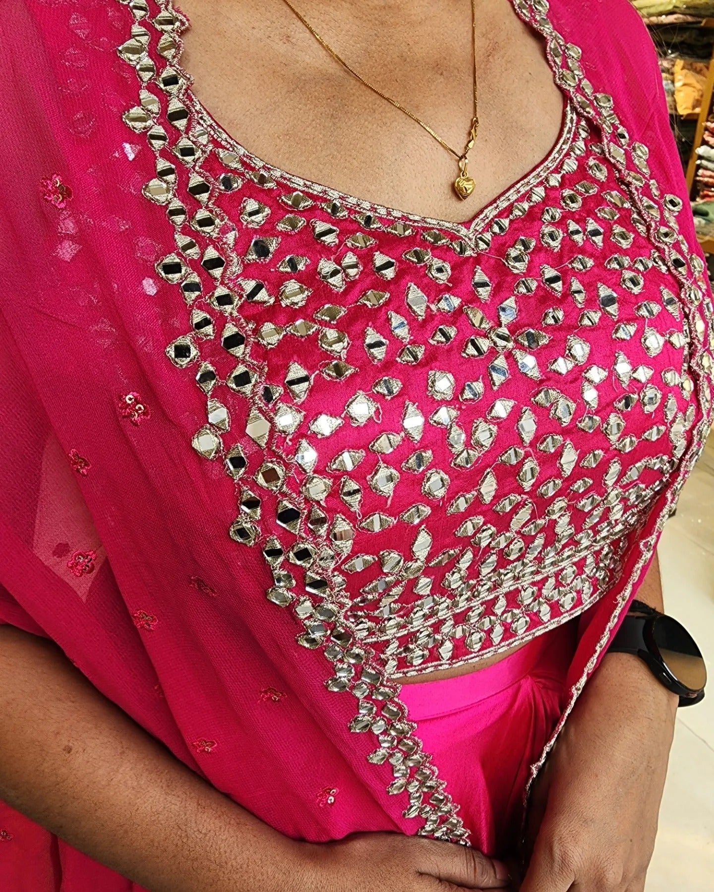 Hot pink satin tulip pant indo western