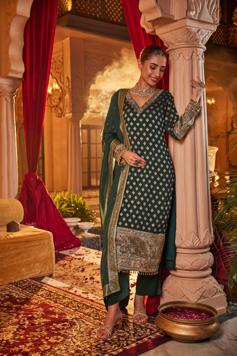 Emerald green vintage straight cut suit