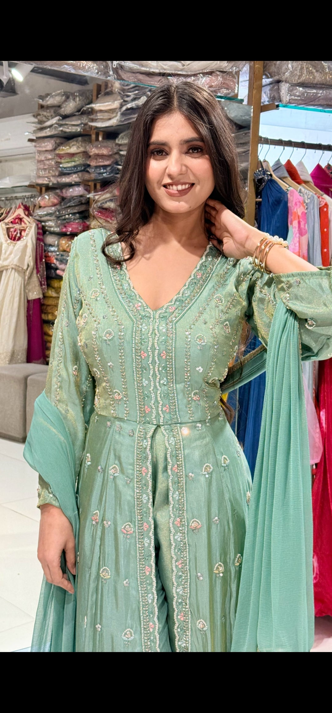 Centre slit indowestwrn dress