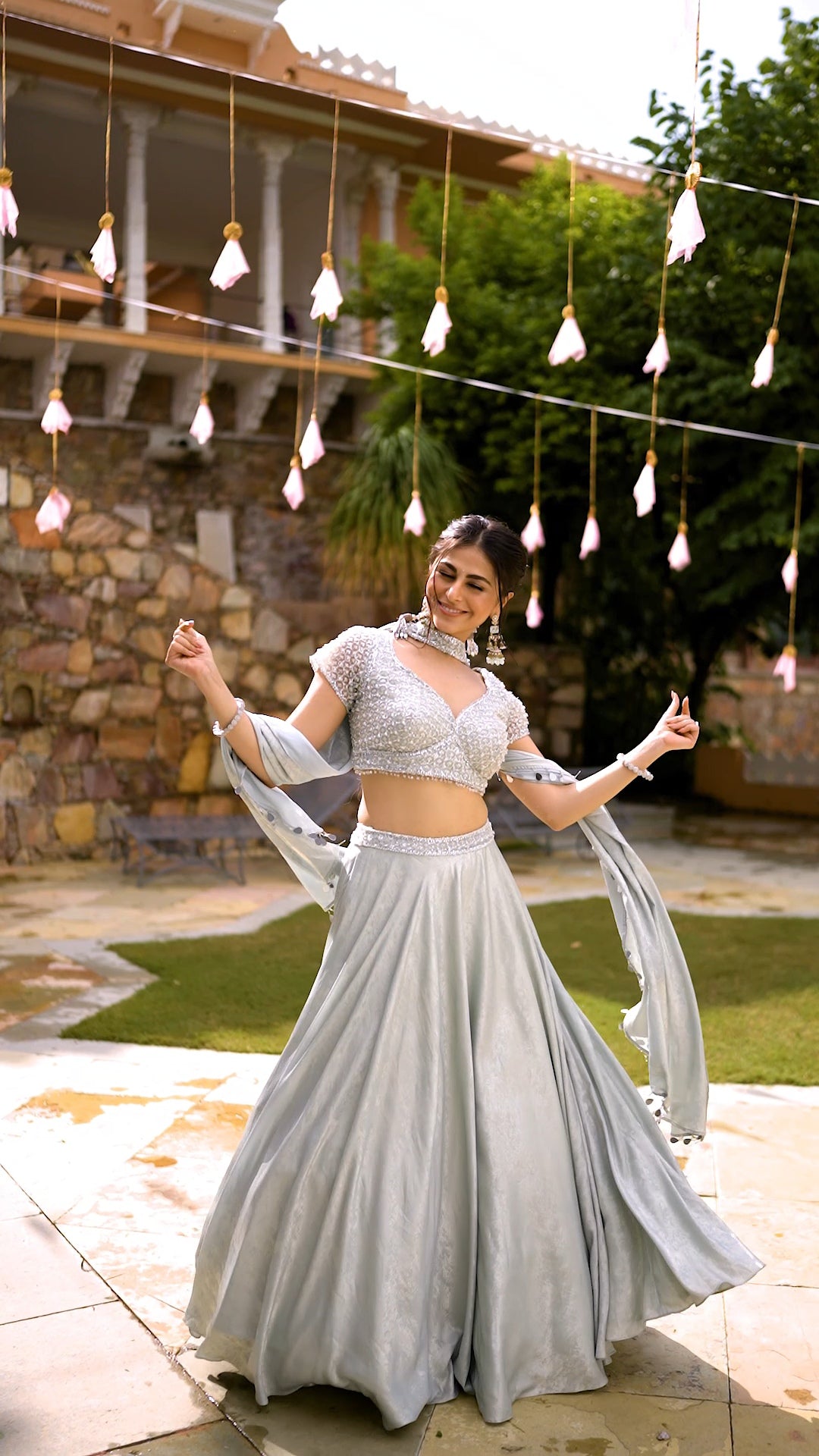 Bebo Ice blue Embroided lehenga set
