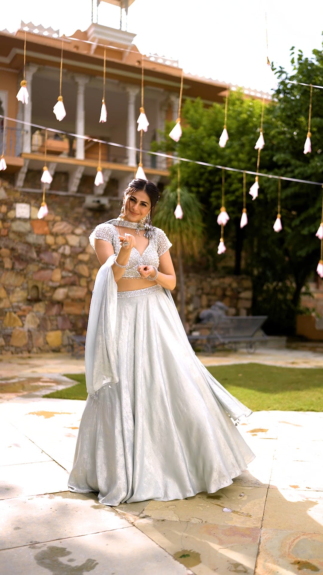 Bebo Ice blue Embroided lehenga set
