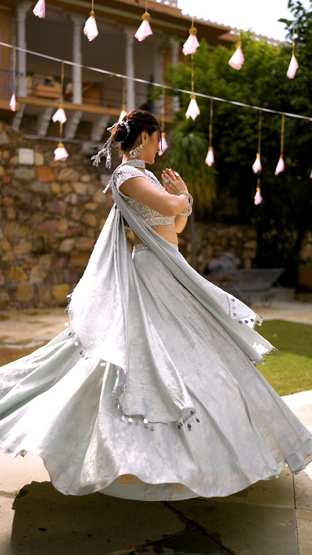 Bebo Ice blue Embroided lehenga set