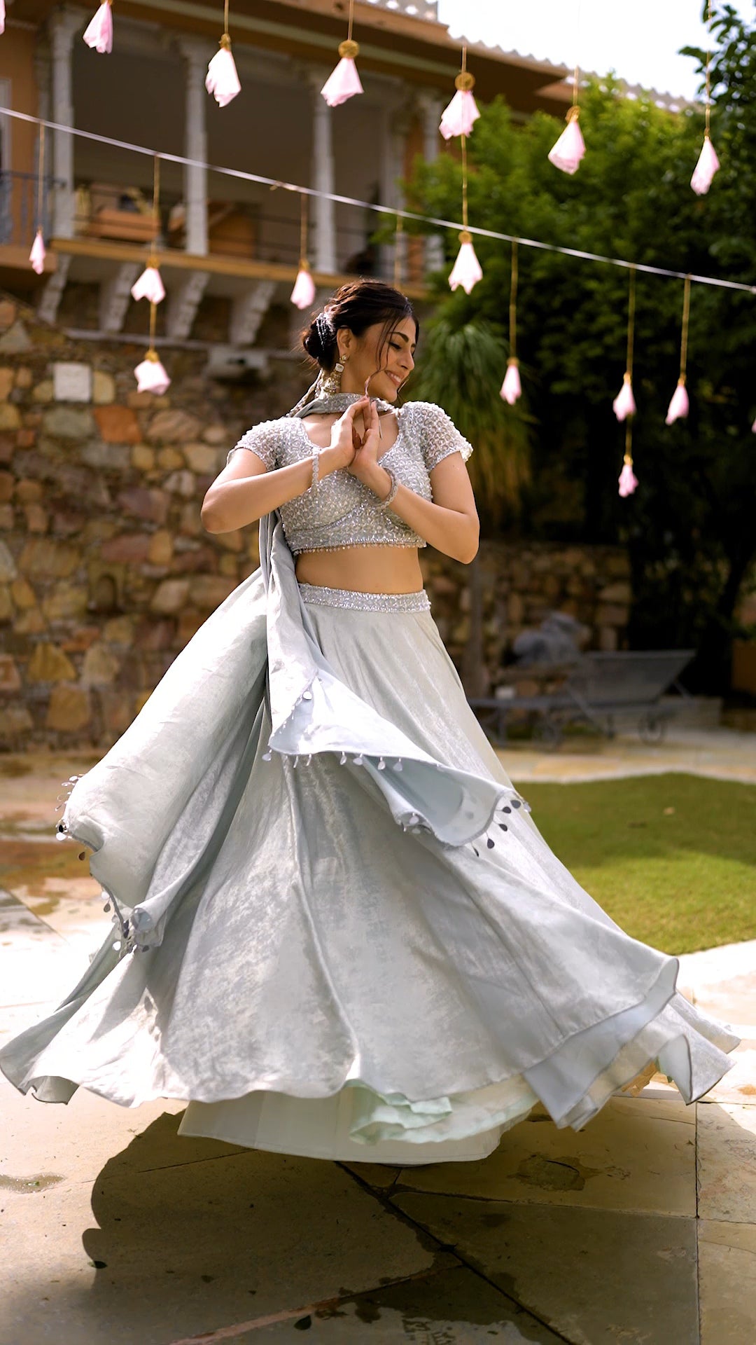 Bebo Ice blue Embroided lehenga set