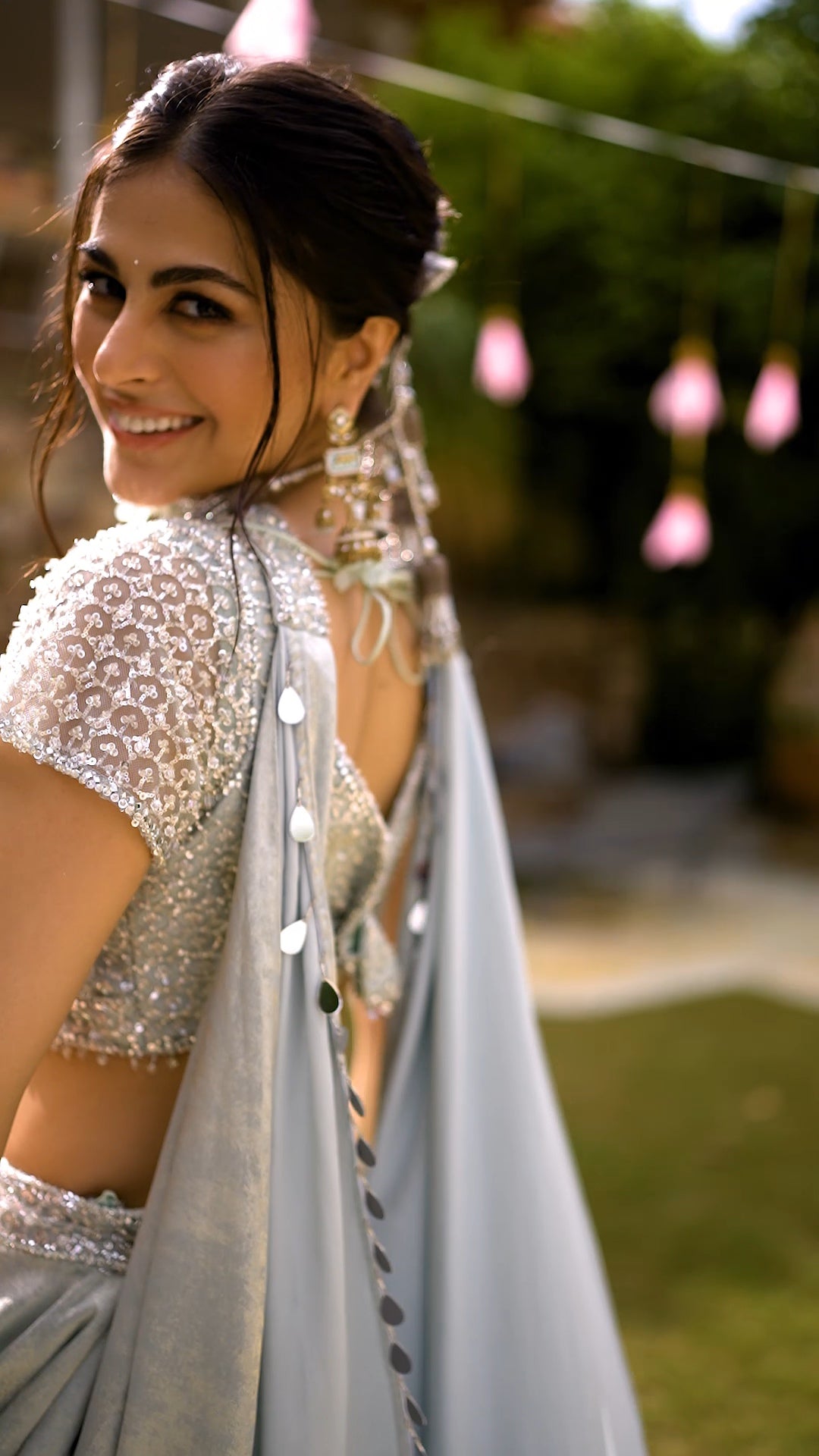 Bebo Ice blue Embroided lehenga set