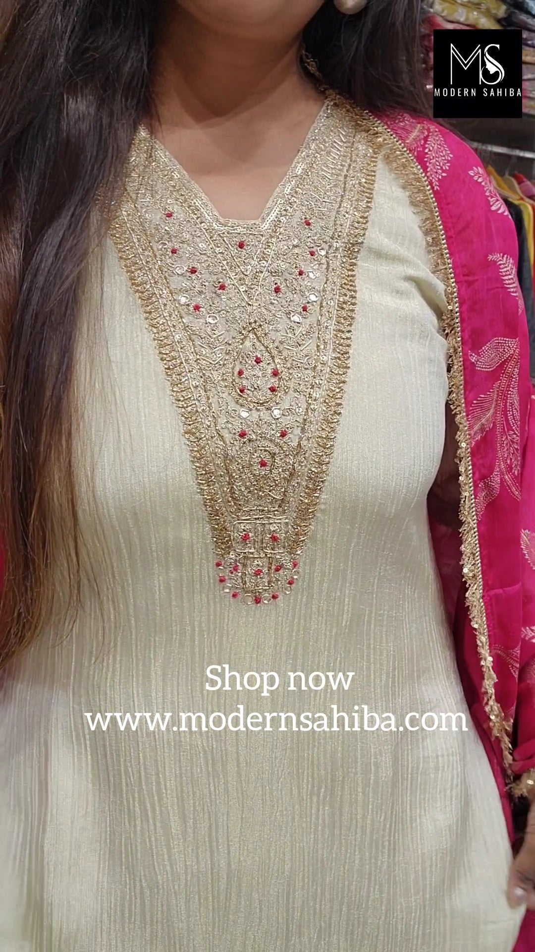 Deepika gold tissue with hotpink dupatta straight cut suit