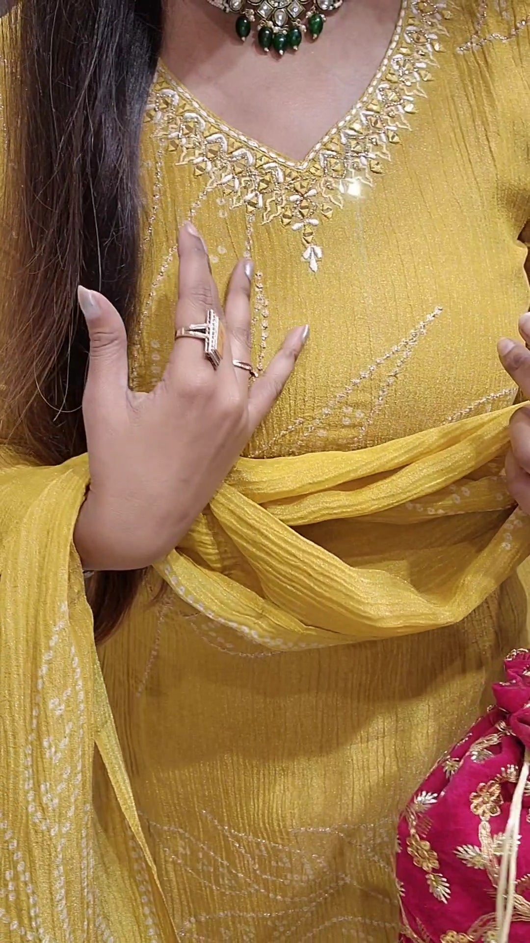 Mustard yellow tissue straight cut suit