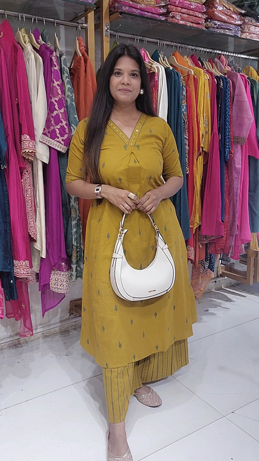 Mustard yellow cotton linen tunic co-ord set