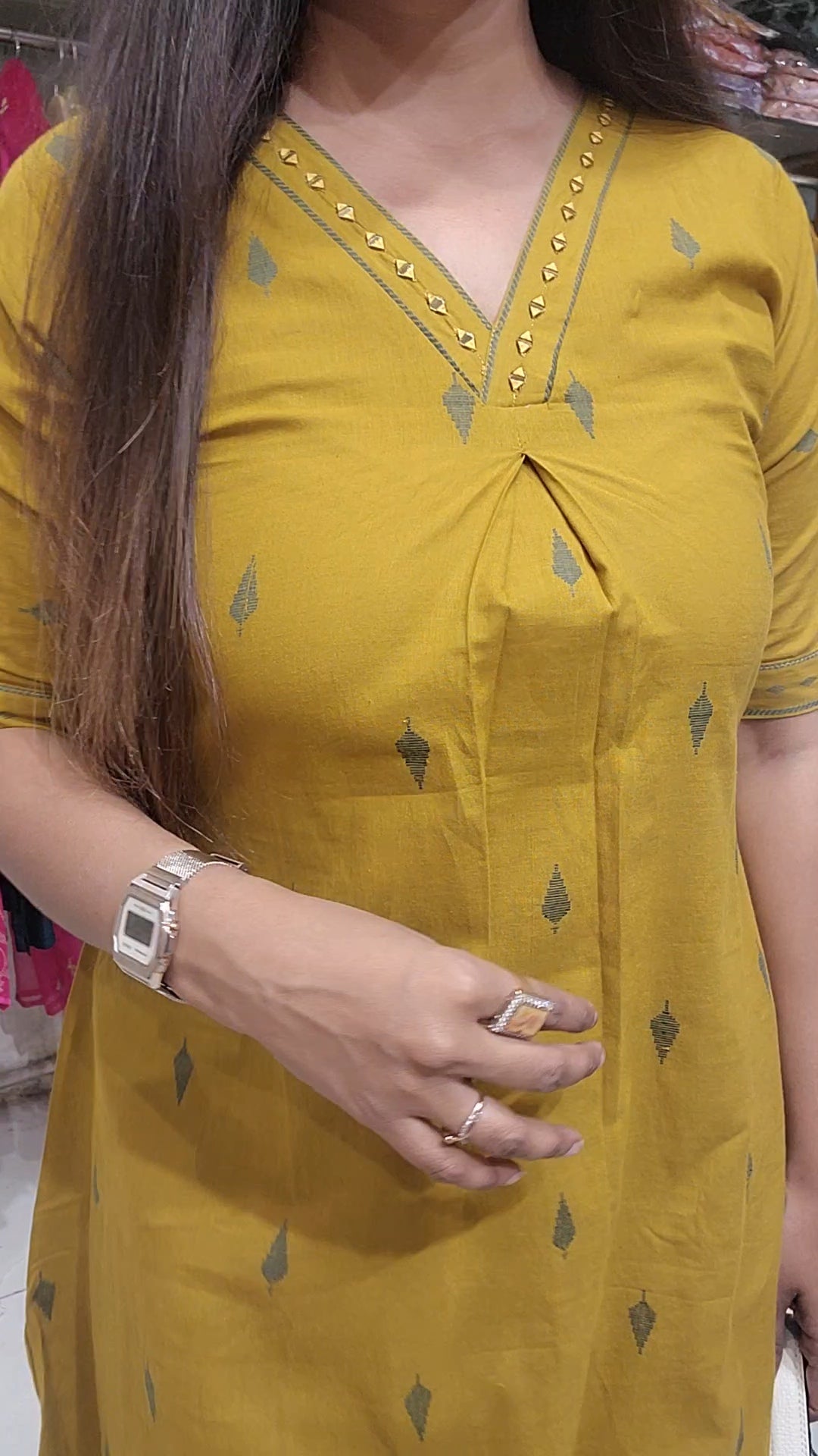 Mustard yellow cotton linen tunic co-ord set