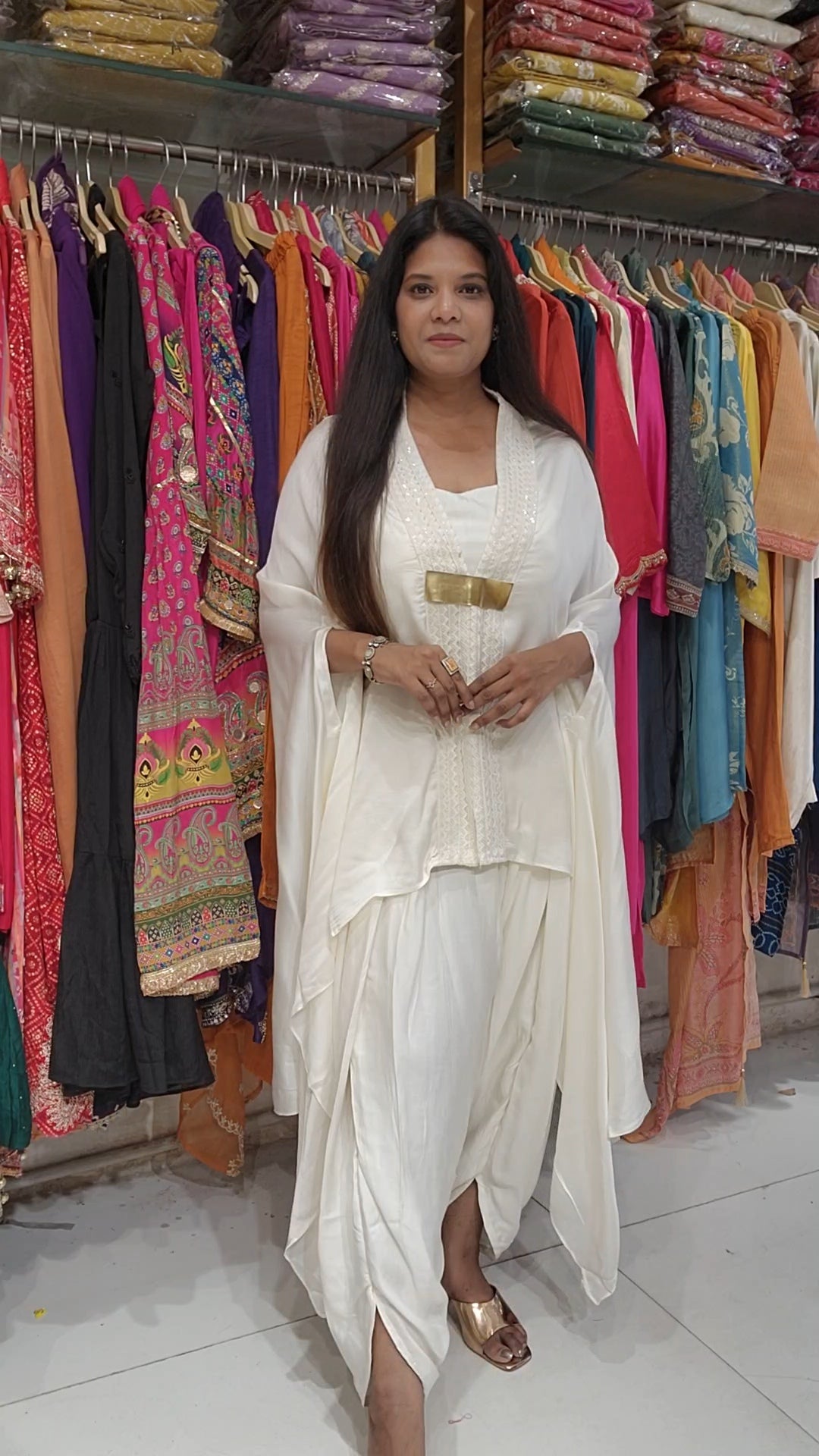 Off white satin cocktail tulip kaftan dress