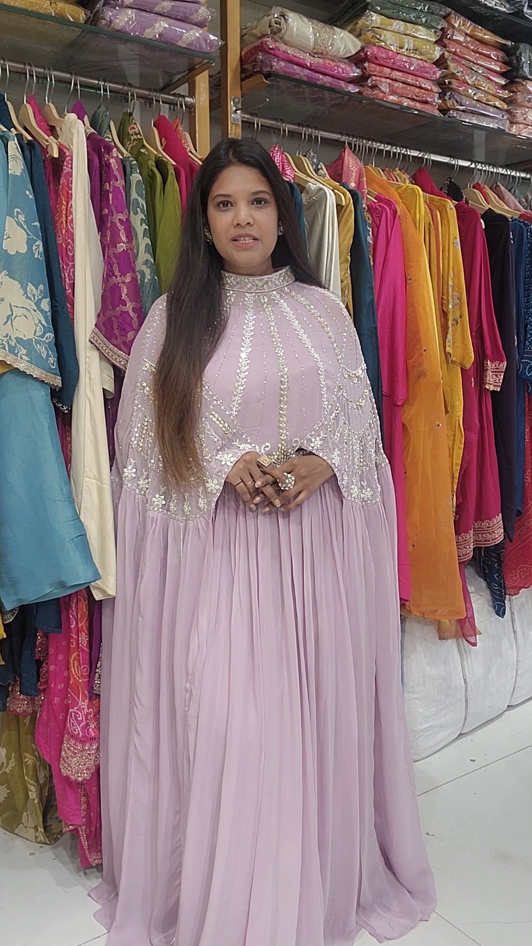 Maharani onion pink cape dress