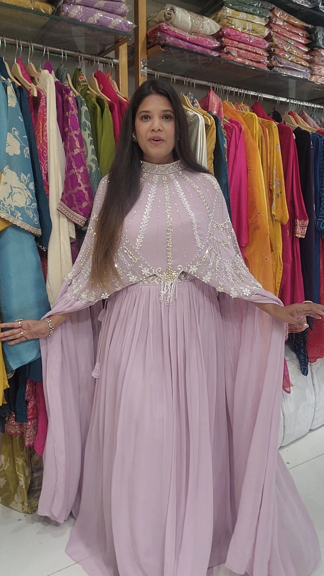 Maharani onion pink cape dress