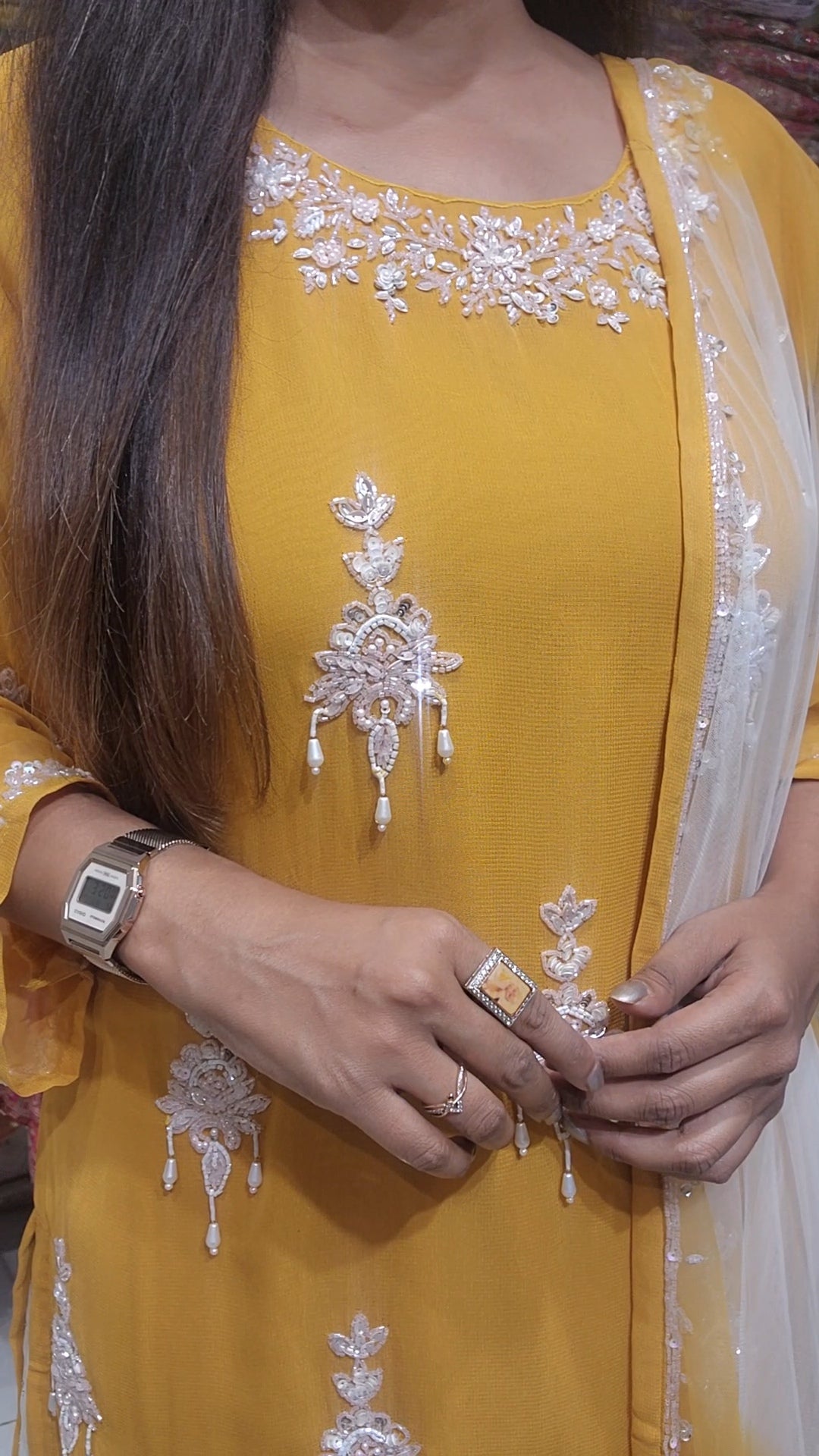Haldi yellow 3piece long kurta indowestern
