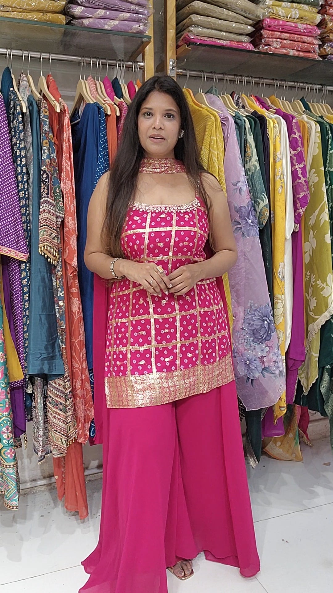Hotpink gajji stepping sharara suit
