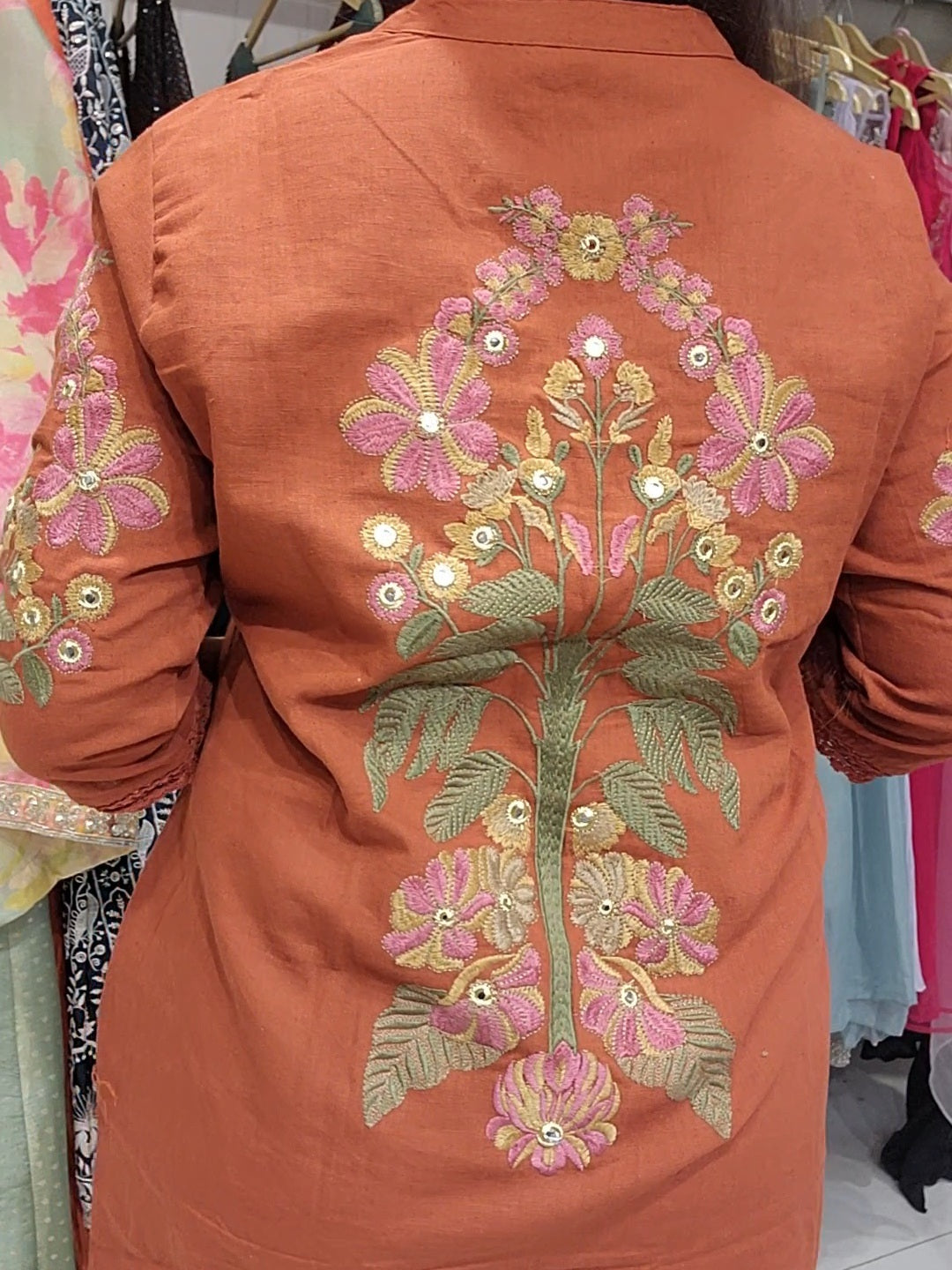 Rustorange back Embroided co-ord set