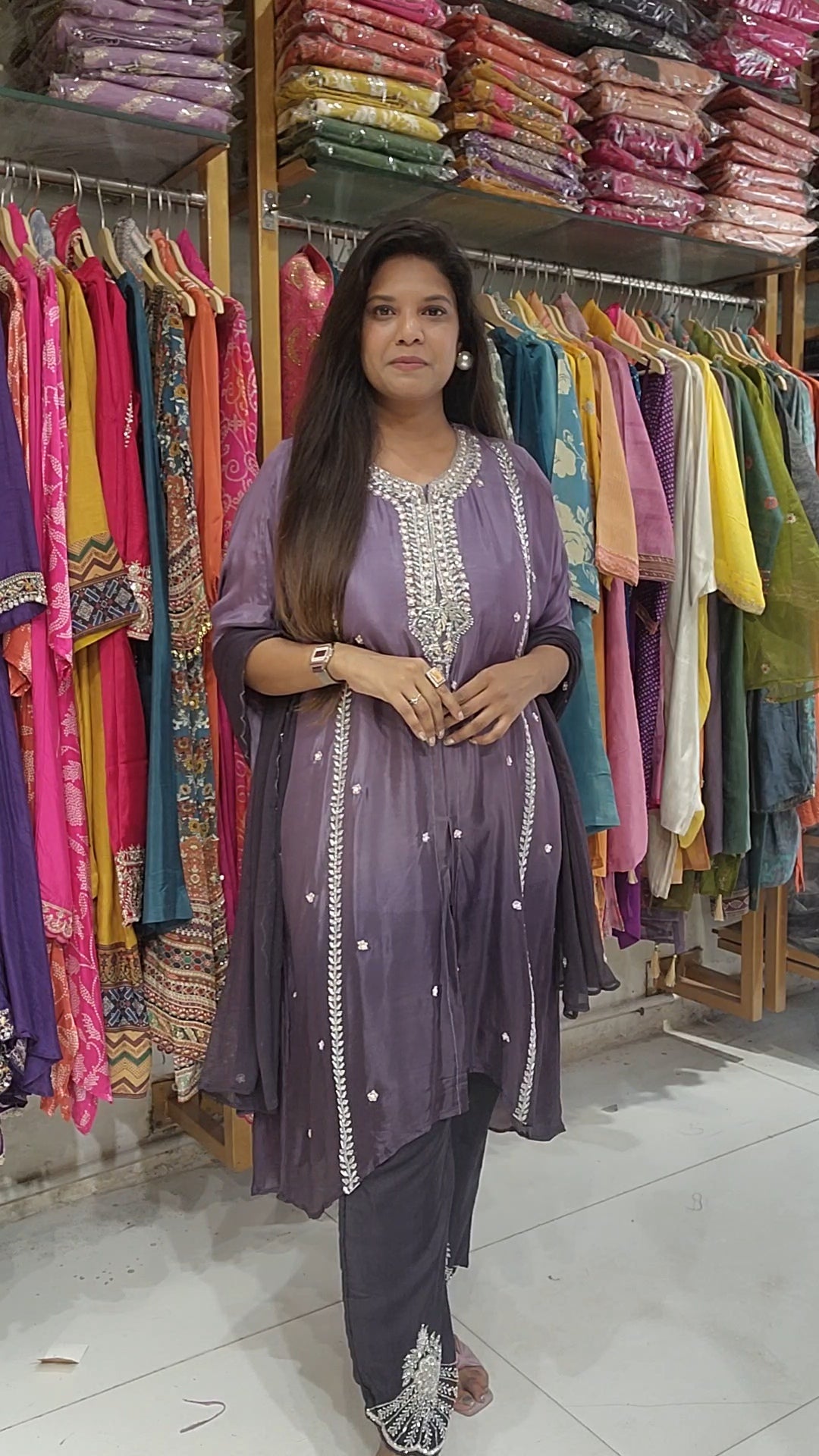 Purple ombre high low kaftaan set