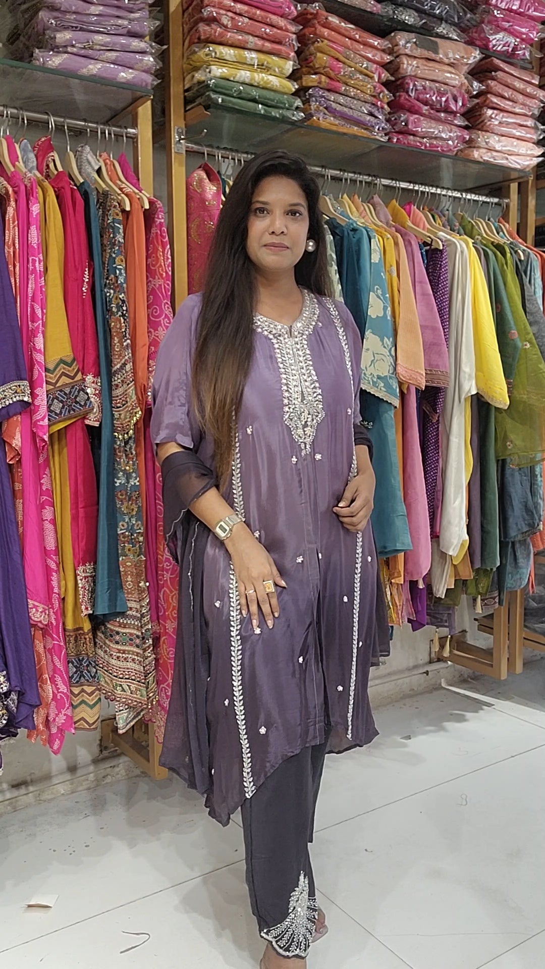 Purple ombre high low kaftaan set