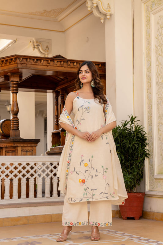 Jashn Offwhite step linen suit