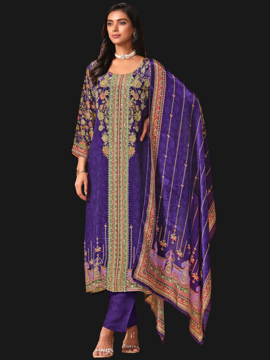 Alina Purple crepe 3pc suit set