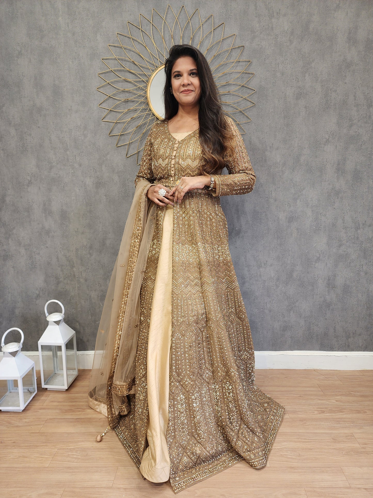 Aishwarya centre slit 2piece indowestern gown with belt
