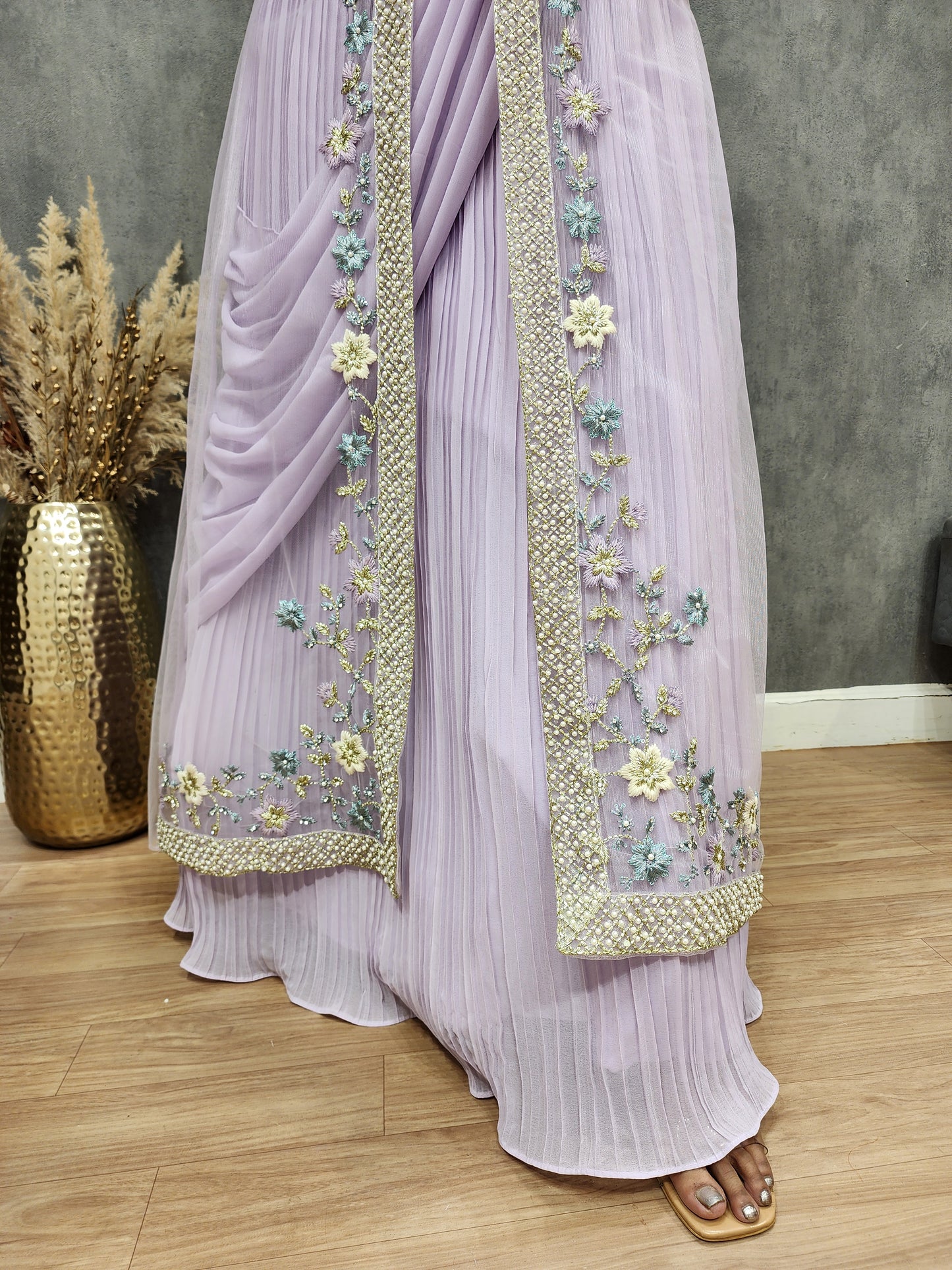 Simran onion pink 3pc indowestern drape dress