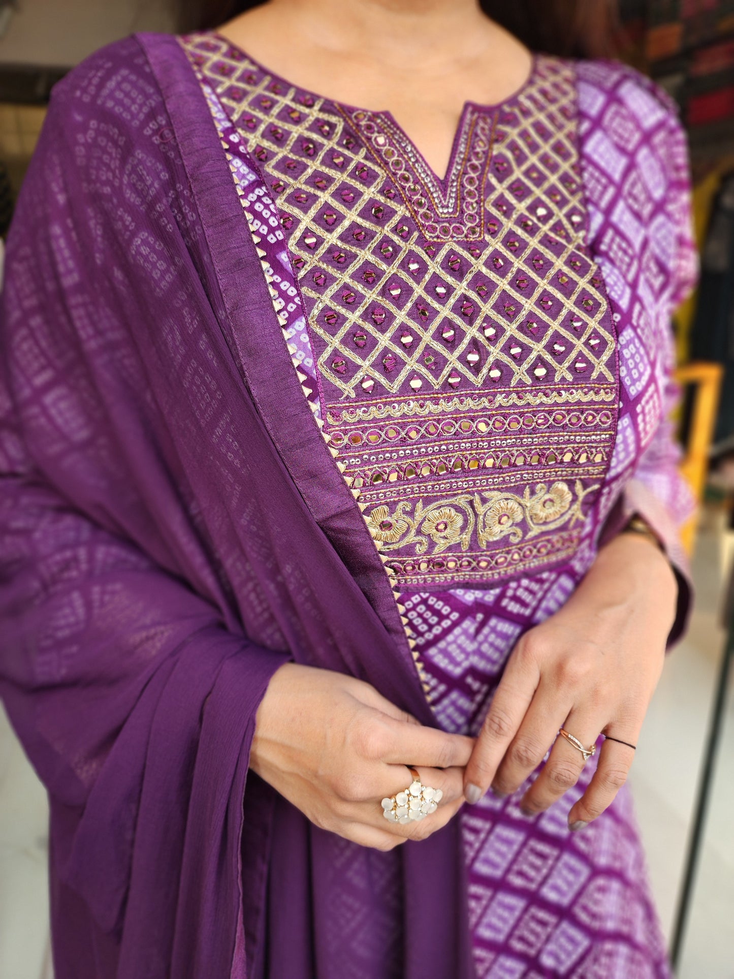 Purple gajji long maxi anarkali gown