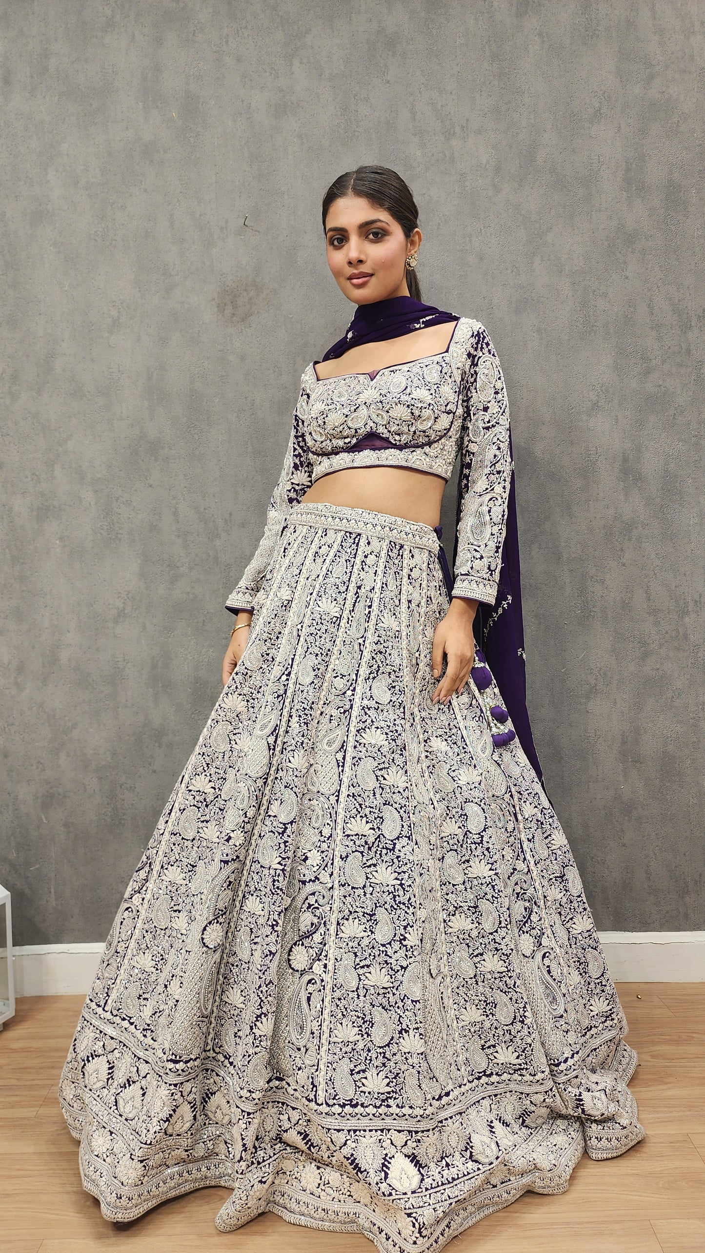 Kaynath Purple thread Embroided lehenga set