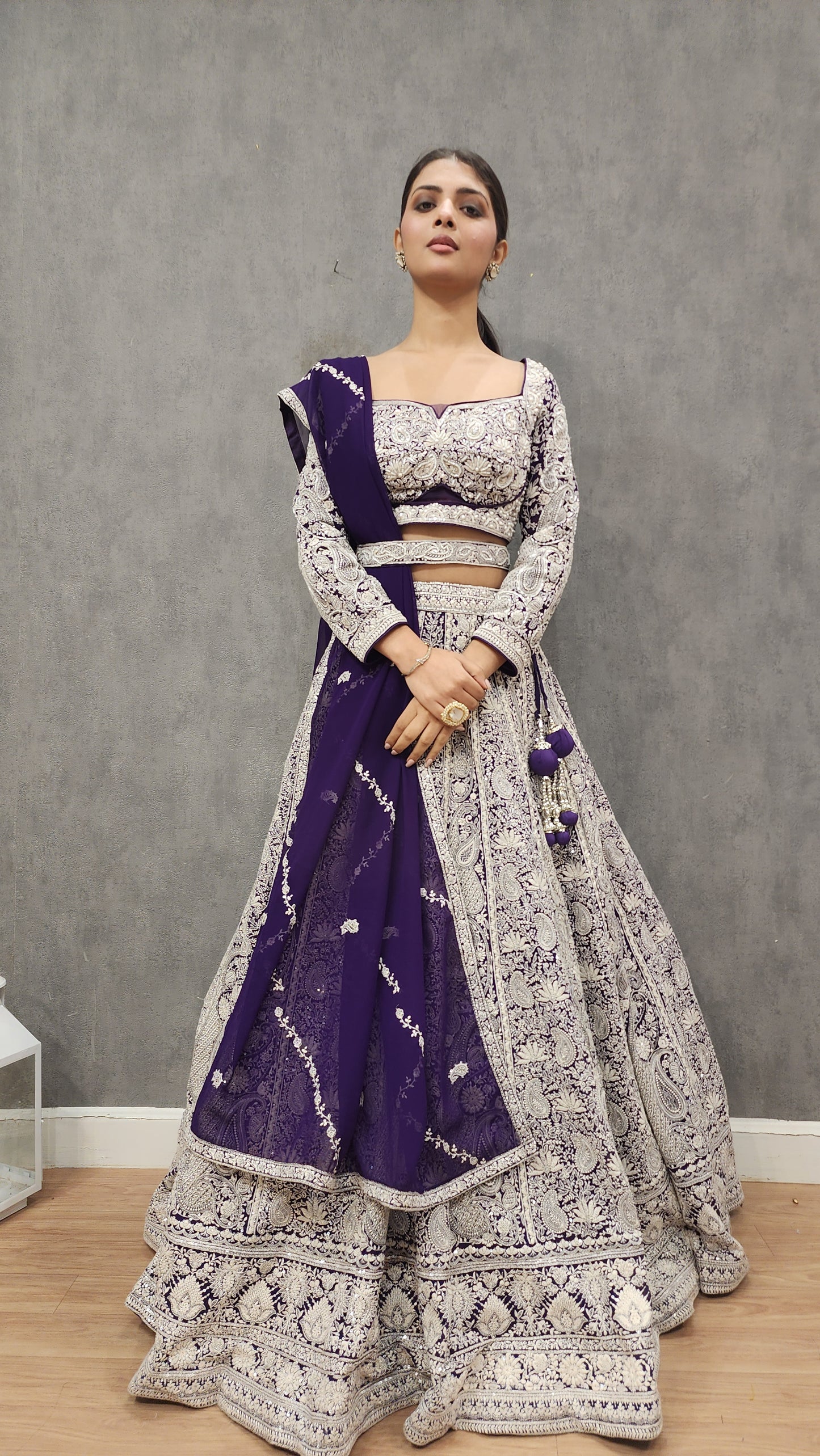 Kaynath Purple thread Embroided lehenga set