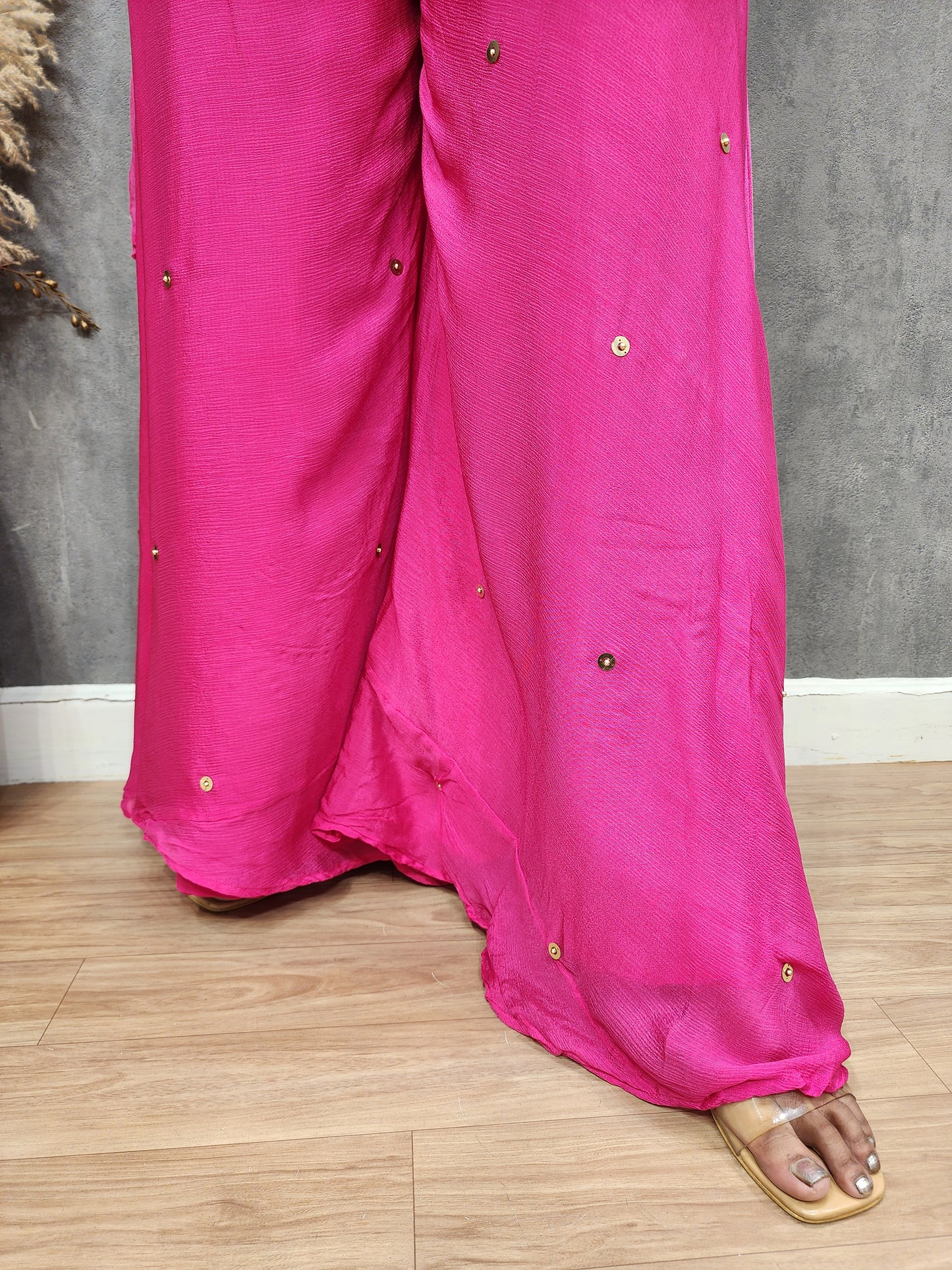 Bright pink pop up indowestern divider dress