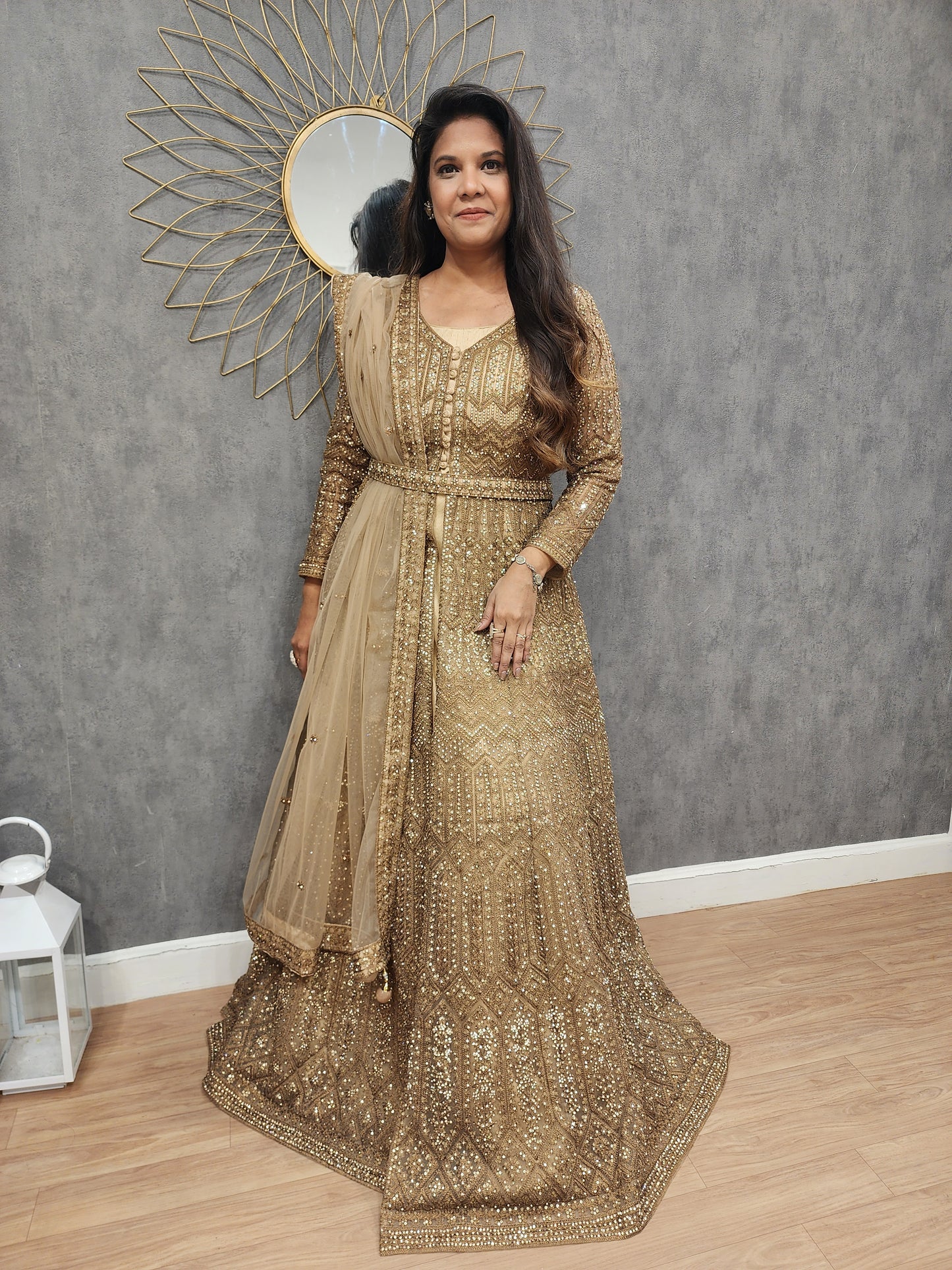 Aishwarya centre slit 2piece indowestern gown with belt