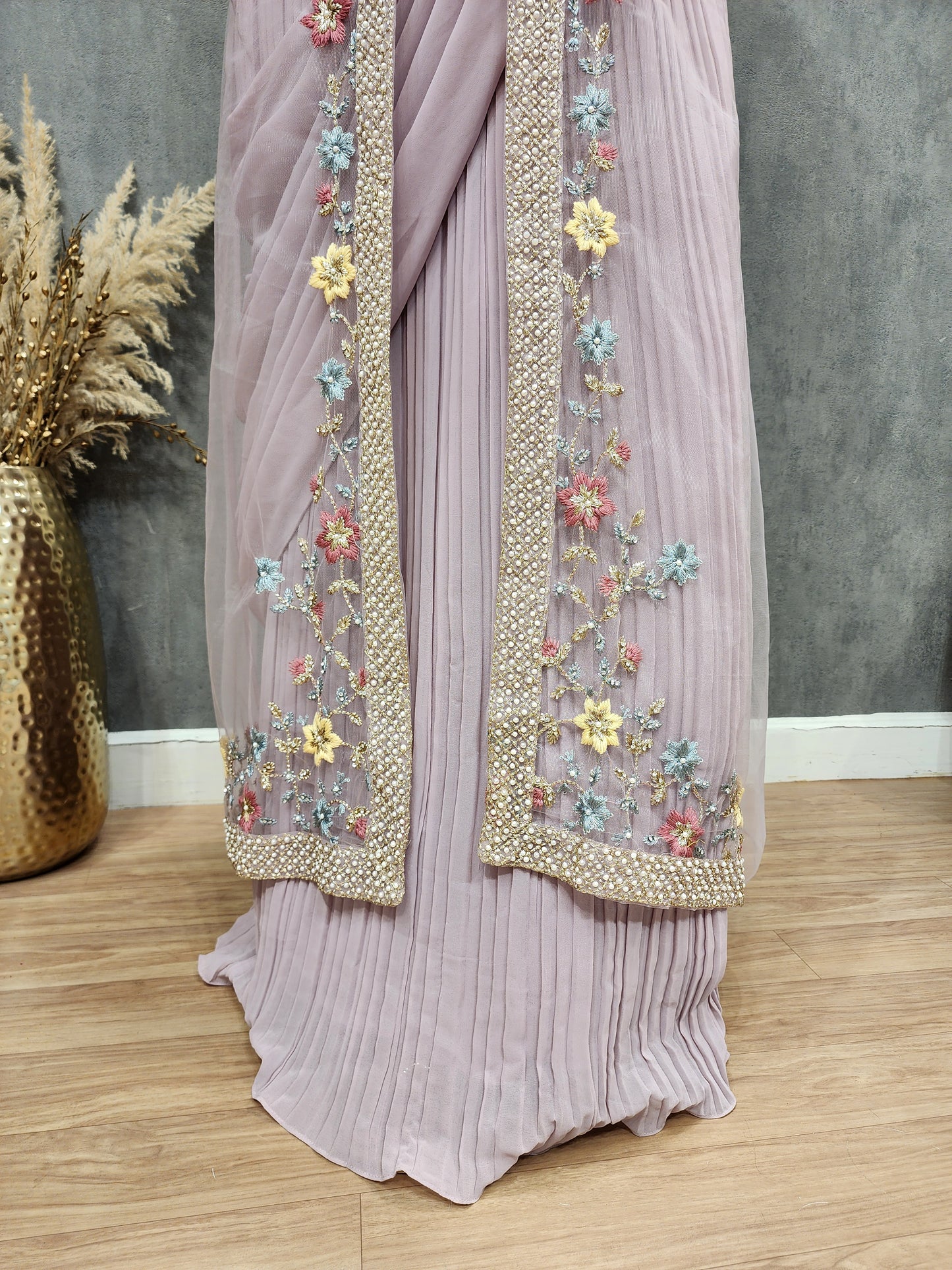 Simran pastel onion pink 3pc drape indowestern dress