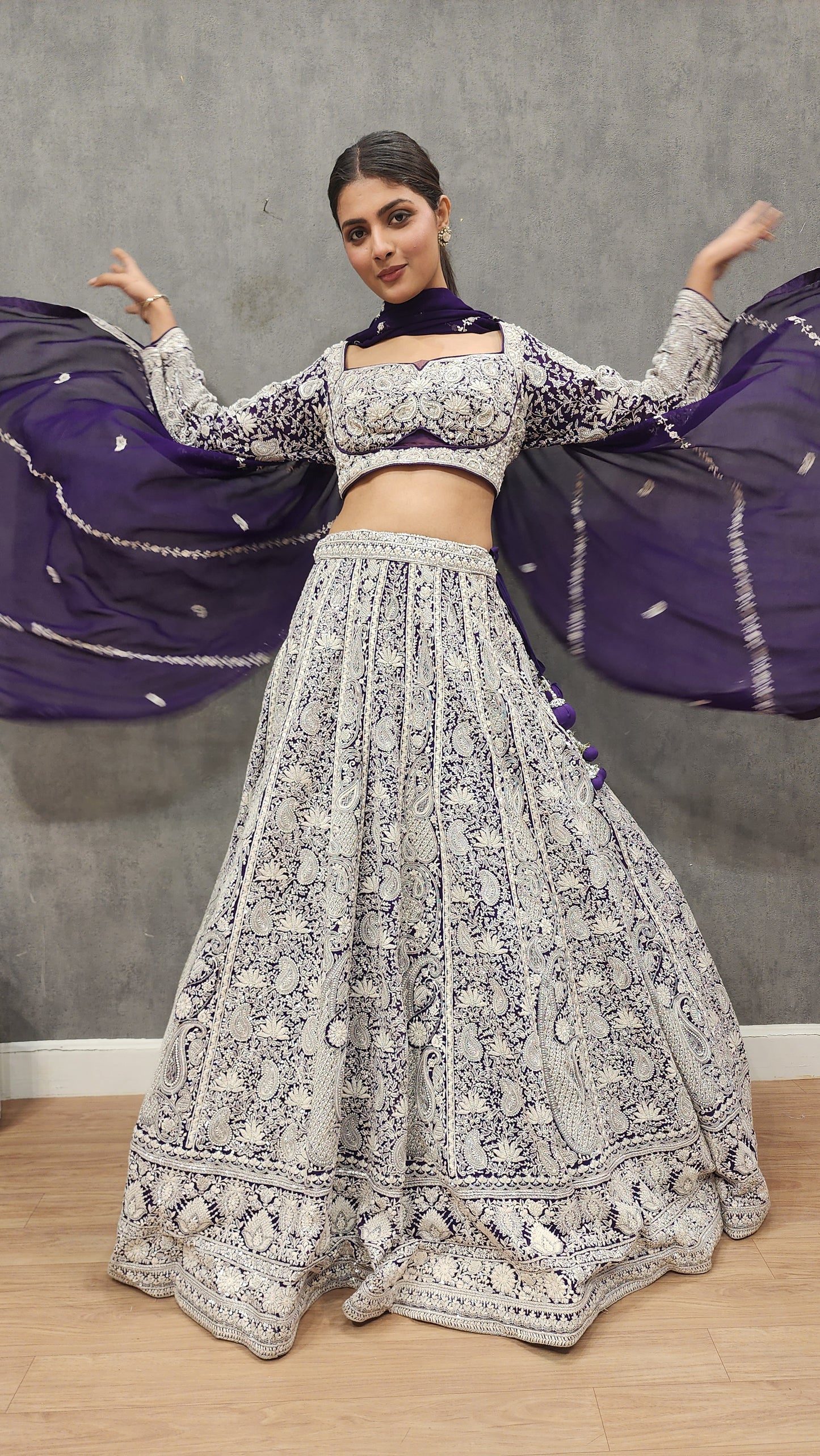 Kaynath Purple thread Embroided lehenga set