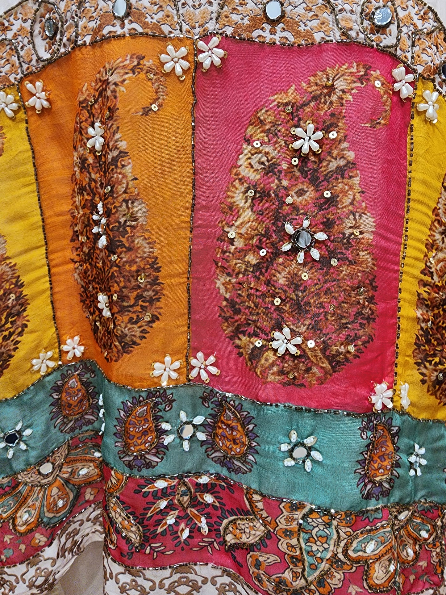 Light peach Multi colour embellished kaftaansuit