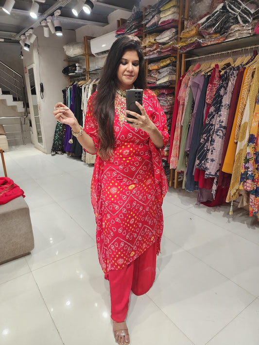 Bandhani kaftaan with plazo