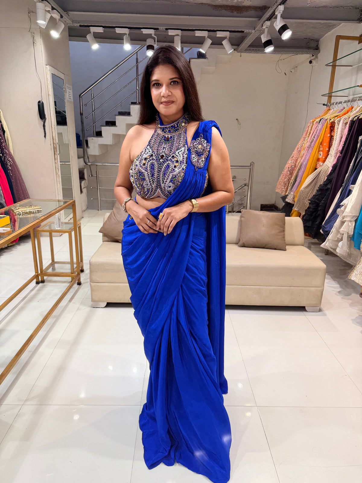 Diwali night drape satin silk saree