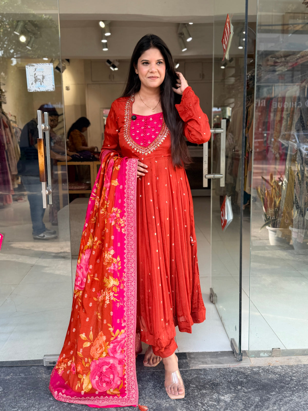 Chinon anarkali suit