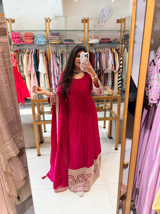 Dark pink anarkali suit