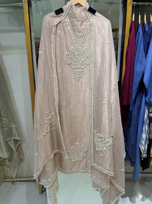 Tissue embellished unstitched suit