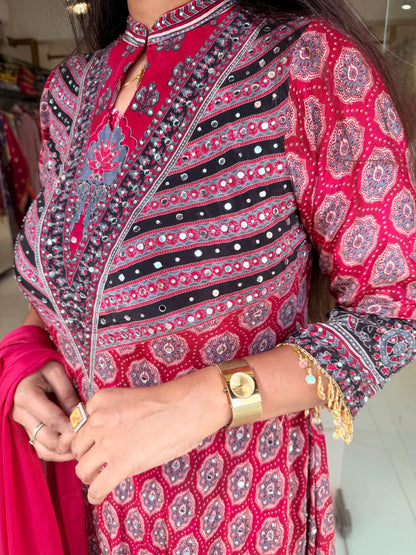Crepe maxi gown with dupatta