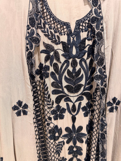 Unstitched georgette beaded embroided suit