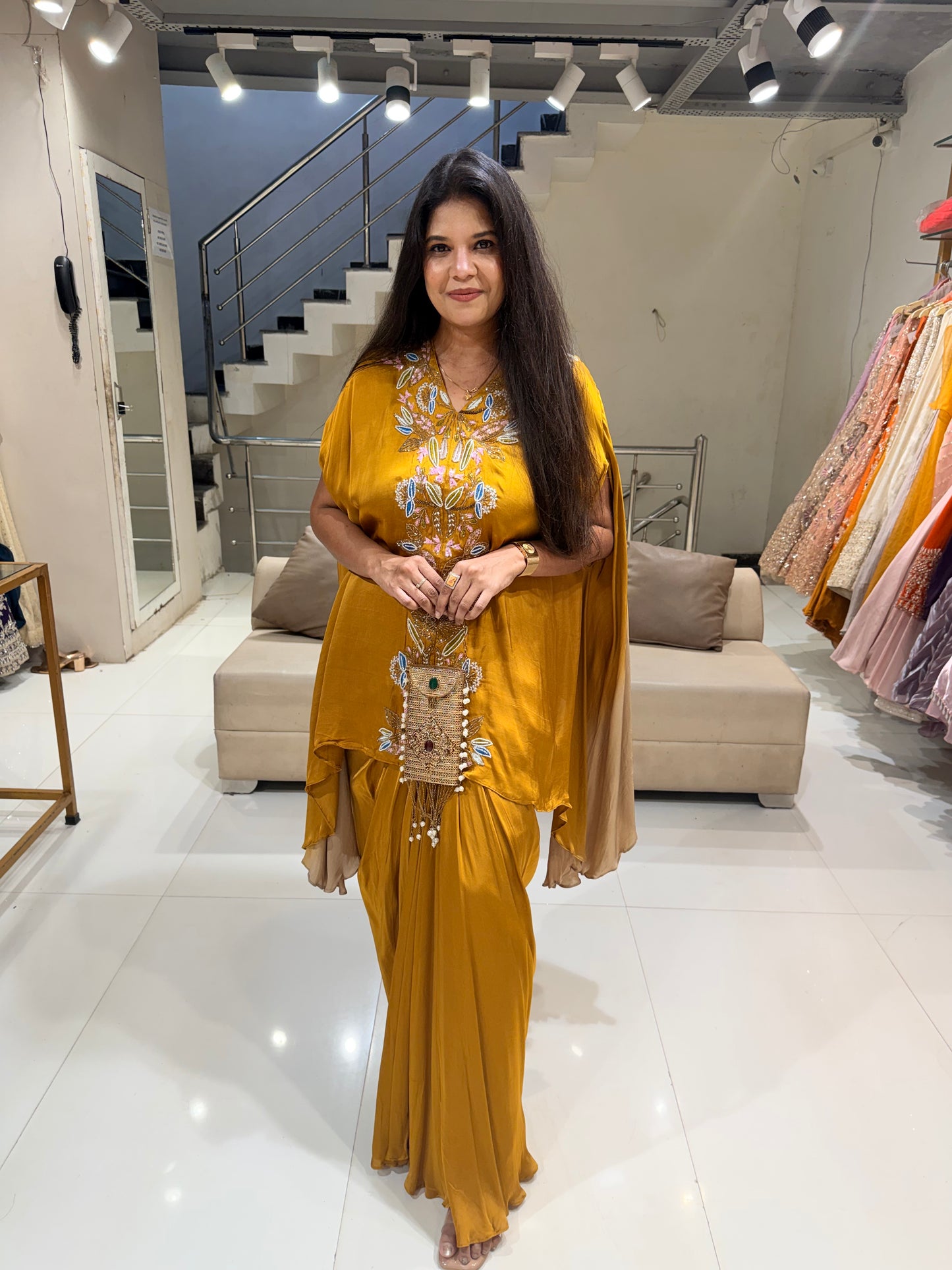 Satin silk indowestern dress