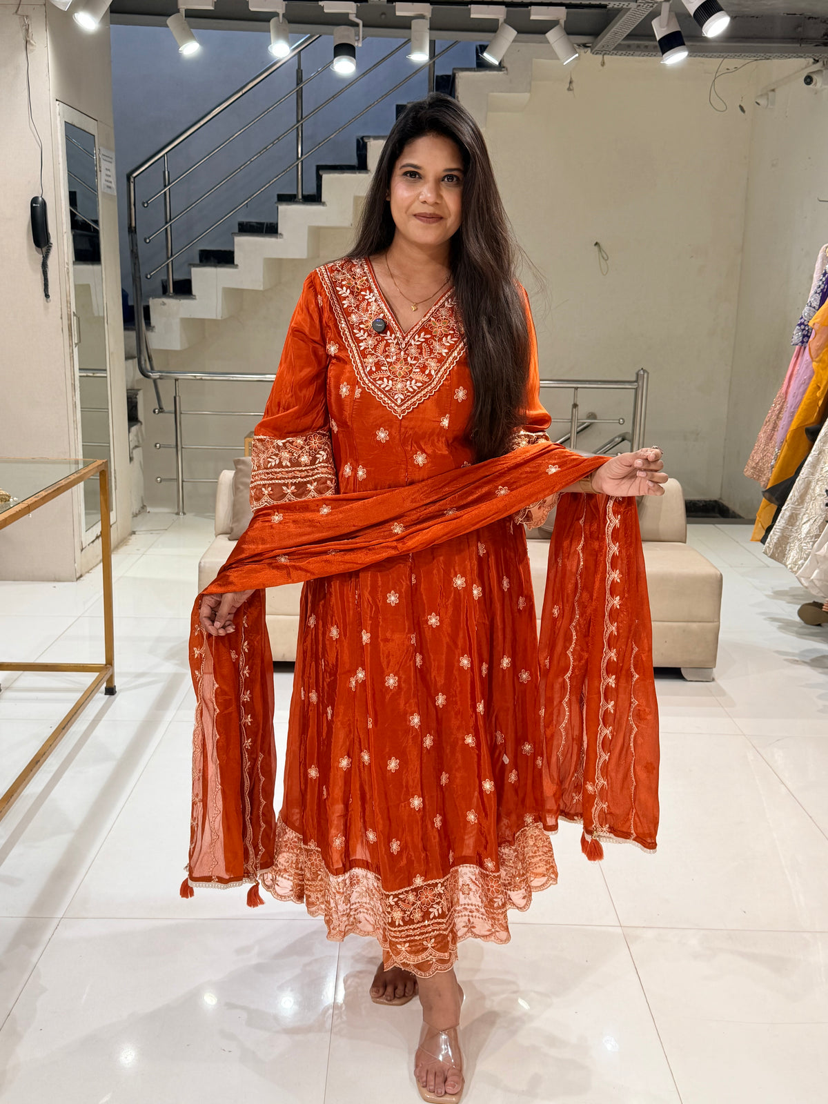 Crepe anarkali suit