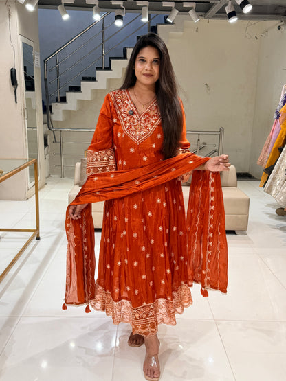 Crepe anarkali suit